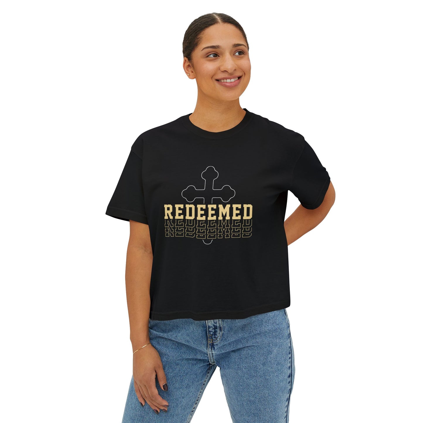 Redeemed Women's Boxy Tee - Faith-Inspired Casual Wear