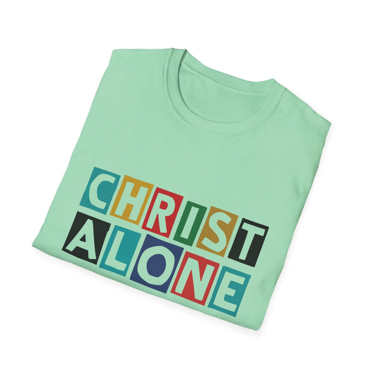 Christ Alone Unisex Softstyle T-Shirt, Christian Apparel, Inspirational Tee, Gifts for Faith Lovers, Bible Verse Clothing